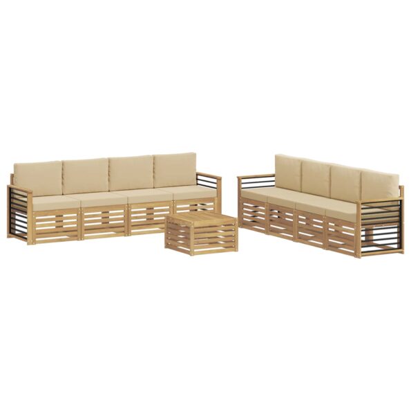 vidaXL Súpravy pohoviek s vankúšom 9 pcs Biela a béžová Polyester – Obrázok 2