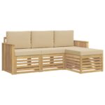 vidaXL Záhradná súprava gaučov 4 pcs Biela a béžová – Obrázok 2
