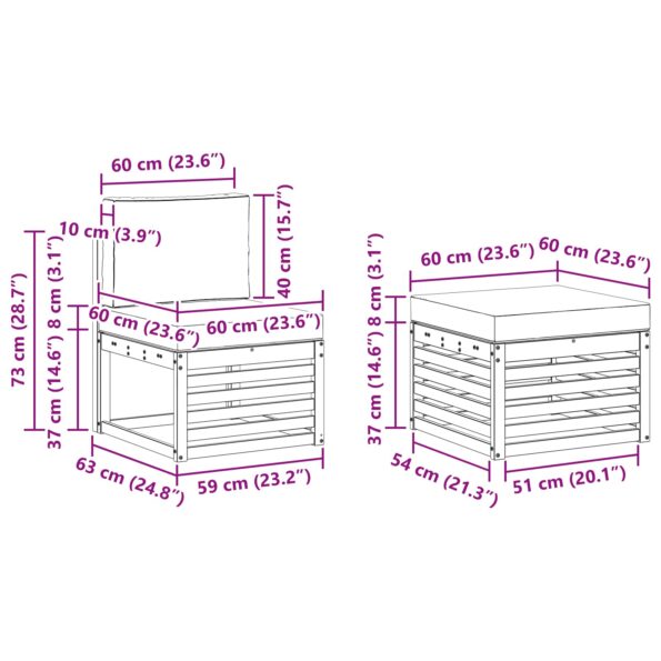 vidaXL Záhradná súprava gaučov 5 pcs Biela a krémová – Obrázok 7