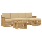 vidaXL Záhradná súprava gaučov 6 pcs Biela a béžová 59 x 59 x 37 cm – Obrázok 2