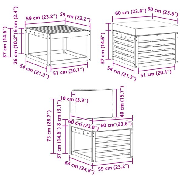 vidaXL Záhradná súprava gaučov 6 pcs Biela a béžová 59 x 59 x 37 cm – Obrázok 8