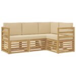 vidaXL Súpravy pohoviek 4 pcs Biela a béžová 185,5 x 126,5 x 73 cm – Obrázok 2