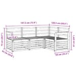 vidaXL Súpravy pohoviek 4 pcs Biela 187,5 x 128,5 x 73 cm – Obrázok 6