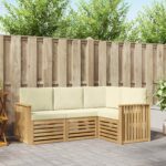vidaXL Súpravy pohoviek 4 pcs Biela a krémová 187,5 x 128,5 x 73 cm