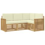 vidaXL Súpravy pohoviek 4 pcs Biela a krémová 187,5 x 128,5 x 73 cm – Obrázok 2