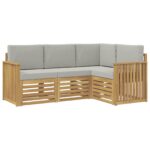 vidaXL Súpravy pohoviek 4 pcs Biela a svetlosivá 187,5 x 128,5 x 73 cm – Obrázok 2