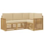 vidaXL Súpravy pohoviek 4 pcs Biela a béžová 187,5 x 128,5 x 73 cm – Obrázok 2