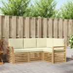 vidaXL Súpravy pohoviek 4 pcs Biela a krémová 190 x 130,5 x 73 cm