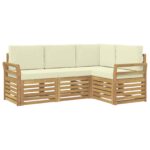 vidaXL Súpravy pohoviek 4 pcs Biela a krémová 190 x 130,5 x 73 cm – Obrázok 2