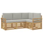 vidaXL Súpravy pohoviek 4 pcs Biela a svetlosivá 190 x 130,5 x 73 cm – Obrázok 2
