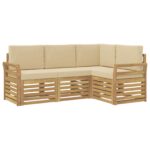 vidaXL Súpravy pohoviek 4 pcs Biela a béžová 190 x 130,5 x 73 cm – Obrázok 2