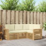 vidaXL Súpravy pohoviek 4 pcs Biela a krémová 191 x 132,5 x 73 cm