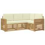 vidaXL Súpravy pohoviek 4 pcs Biela a krémová 191 x 132,5 x 73 cm – Obrázok 2