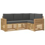 vidaXL Súpravy pohoviek 4 pcs Biela a antracitová 191 x 132,5 x 73 cm – Obrázok 2