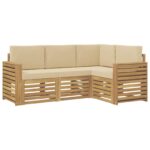 vidaXL Súpravy pohoviek 4 pcs Biela a béžová 191 x 132,5 x 73 cm – Obrázok 2