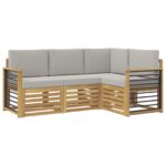 vidaXL Súpravy pohoviek 4 pcs Biela a svetlosivá 187,5 x 128,5 x 73 cm – Obrázok 2