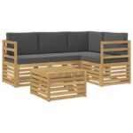 vidaXL Záhradná súprava gaučov 5 pcs Biela a antracitová – Obrázok 2