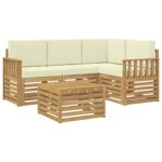 vidaXL Záhradná súprava gaučov 5 pcs Biela a krémová 59 x 59 x 37 cm – Obrázok 2