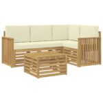 vidaXL Záhradná súprava gaučov 5 pcs Biela a krémová 59 x 59 x 37 cm – Obrázok 2