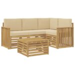 vidaXL Záhradná súprava gaučov 5 pcs Biela a béžová 59 x 59 x 37 cm – Obrázok 2