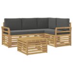 vidaXL Záhradná súprava gaučov 5 pcs Biela a antracitová – Obrázok 2