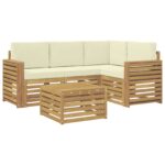 vidaXL Záhradná súprava gaučov 5 pcs Biela a krémová 59 x 59 x 37 cm – Obrázok 2