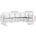 vidaXL Záhradná súprava gaučov 5 pcs Biela 247 x 128,5 x 73 cm – Obrázok 7