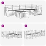 vidaXL Záhradná súprava gaučov 6 pcs Biela 59 x 59 x 37 cm – Obrázok 8
