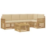 vidaXL Záhradná súprava gaučov 6 pcs Biela a béžová 59 x 59 x 37 cm – Obrázok 2