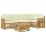 vidaXL Záhradná súprava gaučov 6 pcs Biela a krémová 59 x 59 x 37 cm – Obrázok 2