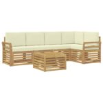 vidaXL Záhradná súprava gaučov 6 pcs Biela a krémová 59 x 59 x 37 cm – Obrázok 2