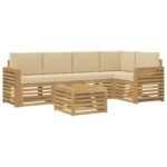 vidaXL Záhradná súprava gaučov 6 pcs Biela a béžová 59 x 59 x 37 cm – Obrázok 2