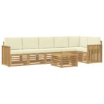 vidaXL Záhradná súprava gaučov 7 pcs Biela a krémová 59 x 59 x 37 cm – Obrázok 2