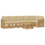 vidaXL Záhradná súprava gaučov 7 pcs Biela a béžová 59 x 59 x 37 cm – Obrázok 2