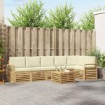 vidaXL Záhradná súprava gaučov 7 pcs Biela a krémová 59 x 59 x 37 cm