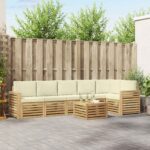 vidaXL Záhradná súprava gaučov 7 pcs Biela a krémová 59 x 59 x 37 cm
