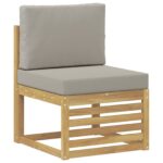 vidaXL Záhradná súprava gaučov 7 pcs Biela a svetlosivá – Obrázok 3