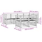 vidaXL Záhradná súprava gaučov 7 pcs Biela 245 x 126,5 x 73 cm – Obrázok 6