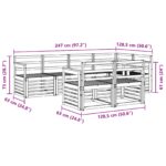 vidaXL Záhradná súprava gaučov 7 pcs Biela 247 x 128,5 x 73 cm – Obrázok 6