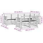 vidaXL Záhradná súprava gaučov 7 pcs Biela 247 x 128,5 x 73 cm – Obrázok 6
