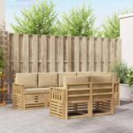 vidaXL Záhradná súprava gaučov 7 pcs Biela a béžová