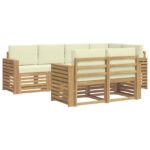 vidaXL Záhradná súprava gaučov 7 pcs Biela a krémová – Obrázok 2