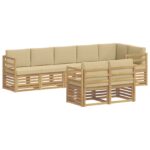 vidaXL Záhradná súprava gaučov 8 pcs Biela a béžová – Obrázok 2