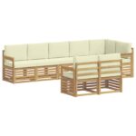 vidaXL Záhradná súprava gaučov 8 pcs Biela a krémová – Obrázok 2