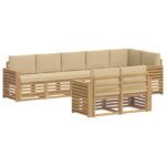 vidaXL Záhradná súprava gaučov 8 pcs Biela a béžová – Obrázok 2
