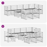 vidaXL Záhradná súprava gaučov 9 pcs Biela 59 x 59 x 37 cm – Obrázok 8