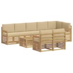 vidaXL Záhradná súprava gaučov 8 pcs Biela a béžová 59 x 59 x 37 cm – Obrázok 2