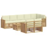 vidaXL Záhradná súprava gaučov 9 pcs Biela a krémová 59 x 59 x 37 cm – Obrázok 2