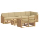 vidaXL Záhradná súprava gaučov 9 pcs Biela a béžová 59 x 59 x 37 cm – Obrázok 2
