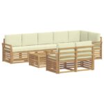 vidaXL Záhradná súprava gaučov 9 pcs Biela a krémová 59 x 59 x 37 cm – Obrázok 2